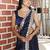 Navy blue embroidered mirror work organza saree
