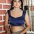 Navy blue embroidered mirror work organza saree
