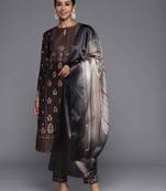 women ethnic motifs printed regular kurta with trousers & with dupatta