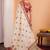 Cream ethnic motifs silk blend saree