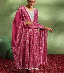 women ethnic motifs printed regular thread work kurta with patiala & with dupatta