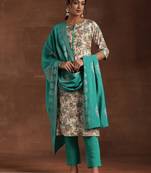 women floral printed regular kurta with trousers & with dupatta