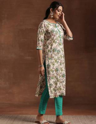 women floral printed regular kurta with trousers & with dupatta 3