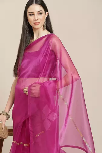 Burgundy burgundy ethnic motifs organza saree