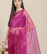 Burgundy burgundy ethnic motifs organza saree
