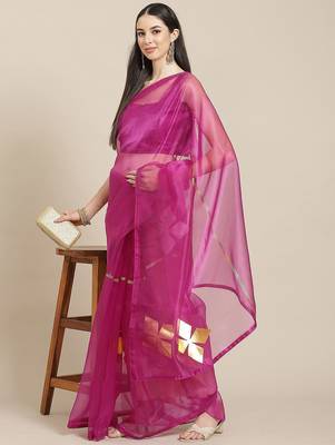 Burgundy burgundy ethnic motifs organza saree 2
