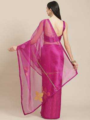 Burgundy burgundy ethnic motifs organza saree 3