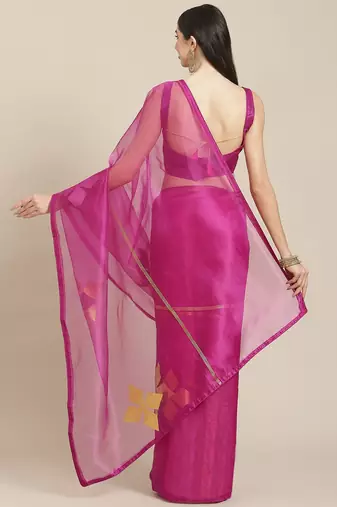 Burgundy burgundy ethnic motifs organza saree