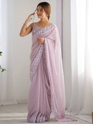 Lavender embellished sequinned saree 1