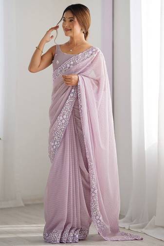 Lavender embellished sequinned saree