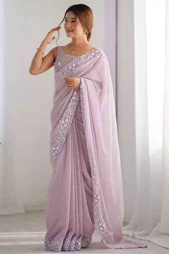 Lavender embellished sequinned saree