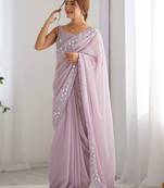 Lavender embellished sequinned saree