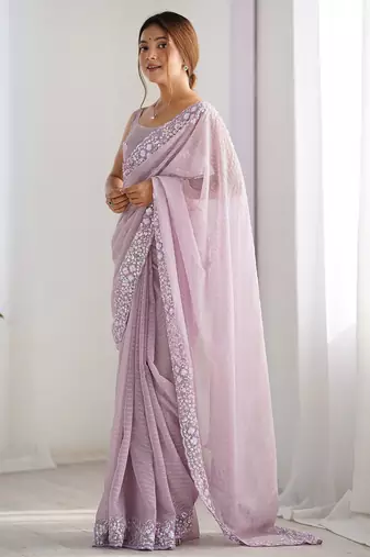 Lavender embellished sequinned saree