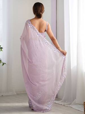 Lavender embellished sequinned saree 3