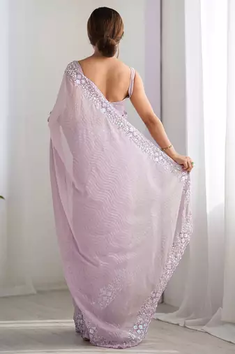 Lavender embellished sequinned saree