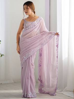 Lavender embellished sequinned saree 4