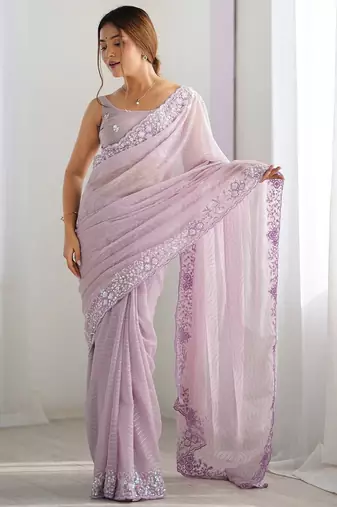 Lavender embellished sequinned saree
