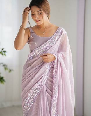 Lavender embellished sequinned saree 5
