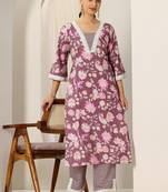 women floral printed regular kurta with trousers