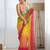 Yellow floral embellished sequinned saree