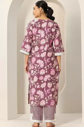 women floral printed regular kurta with trousers