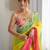 Yellow floral embellished sequinned saree