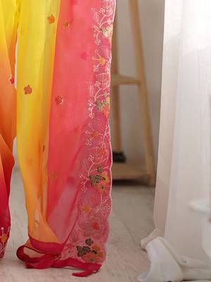Yellow floral embellished sequinned saree 5