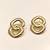 Gold-toned double ring ribbed stud earrings, anti-tarnish