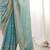 Teal embellished embroidered satin designer saree