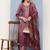 women printed regular thread work kurta with trousers & with dupatta
