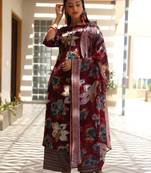 women floral printed regular kurta with palazzos & with dupatta