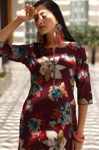 women floral printed regular kurta with palazzos & with dupatta