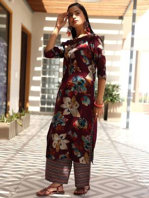 women floral printed regular kurta with palazzos & with dupatta 3