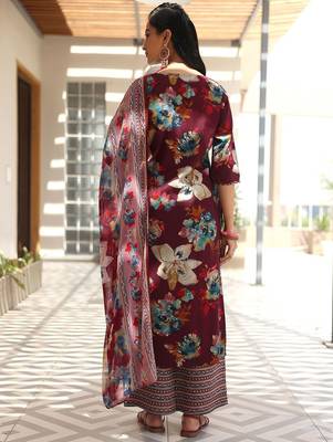 women floral printed regular kurta with palazzos & with dupatta 4