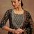 women ethnic motifs printed regular thread work kurta with trousers & with dupatta