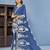 Blue floral embroidered organza saree