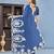 Blue floral embroidered organza saree