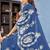 Blue floral embroidered organza saree