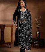 women ethnic motifs embroidered regular thread work kurta with trousers & with dupatta