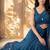 Teal floral embroidered poly georgette designer saree