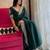 Green embroidered border saree