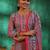 women ethnic motifs printed regular linen kurta with trousers & with dupatta