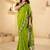 Green bandhani printed thread work  chiffon saree