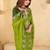 Green bandhani printed thread work  chiffon saree