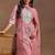 women floral printed regular thread work kurta with trousers & with dupatta