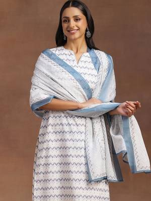 women printed regular kurta with trousers & with dupatta 6