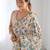 Cream printed mirror work embellished border saree