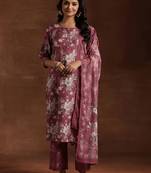 women floral printed regular kurta with trousers & with dupatta