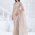 Beige embellished aari work organza saree