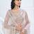 Beige embellished aari work organza saree
